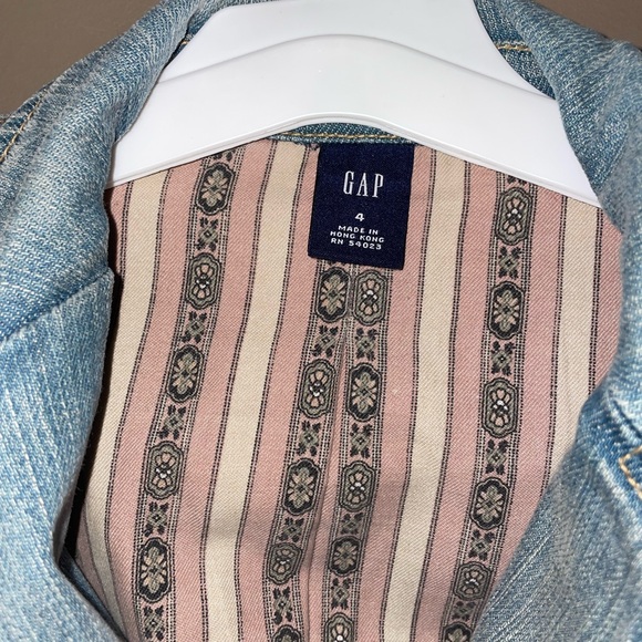 Womens Gap Button Jean Jacket Blue Short Collared Pockets Solid Long Sleeve Sz 4 - Picture 4 of 6